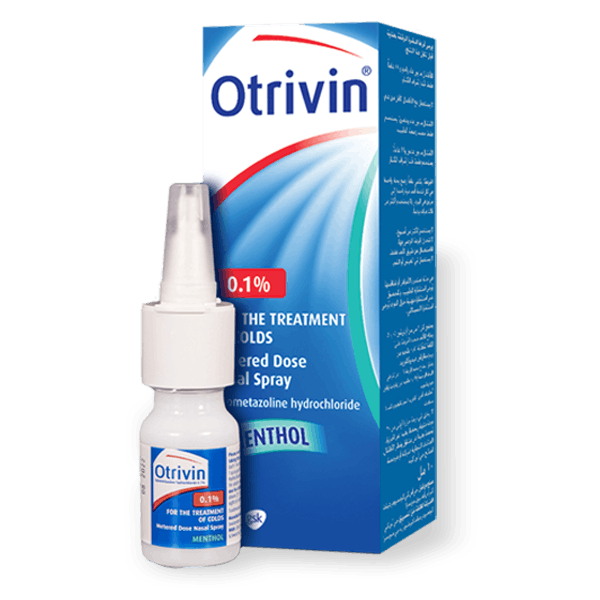 a bottle of Otrivin Natural Plus with Eucalyptus product