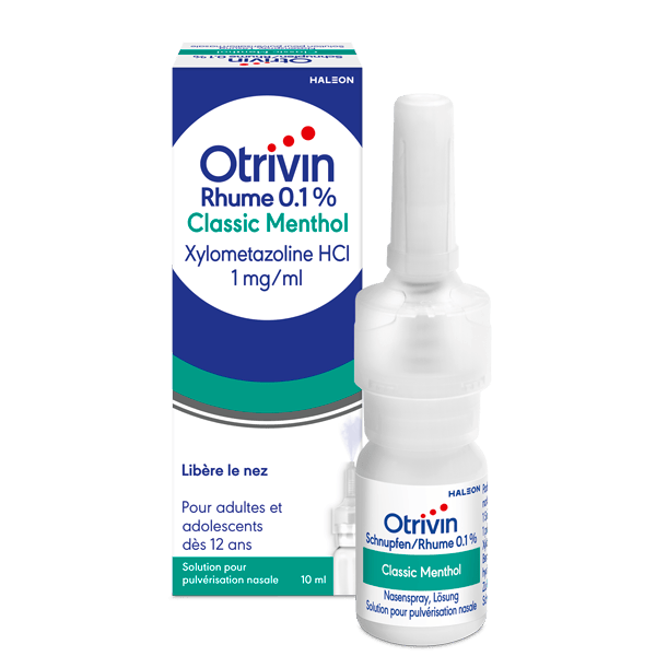 un flacon du produit Otrivin Rhume 0.1% Menthol