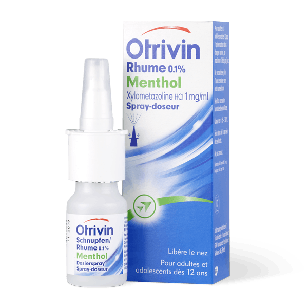 un flacon du produit Otrivin Rhume 0.1% Menthol