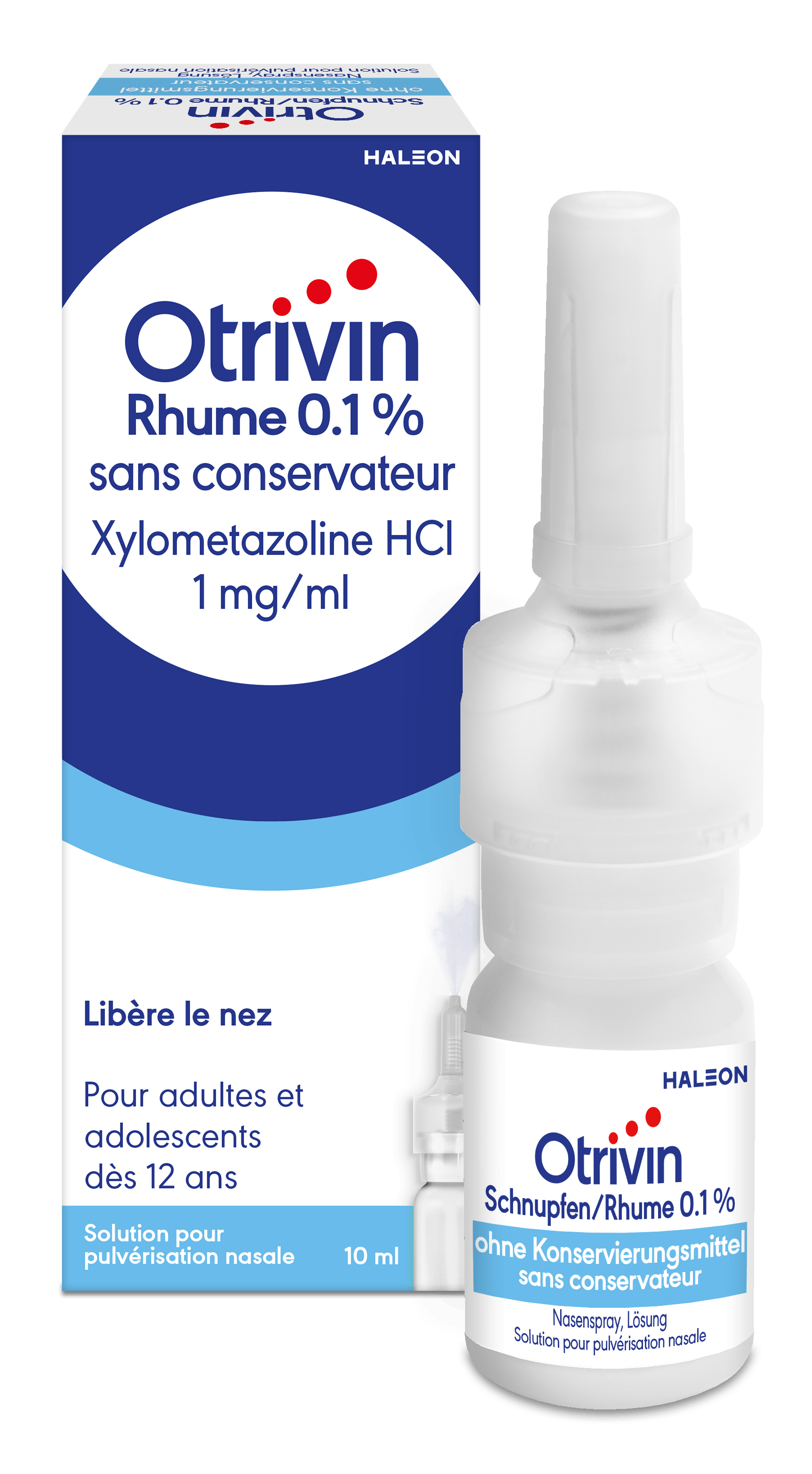 un flacon du produit Otrivin Rhume 0.1% sans conservateurs