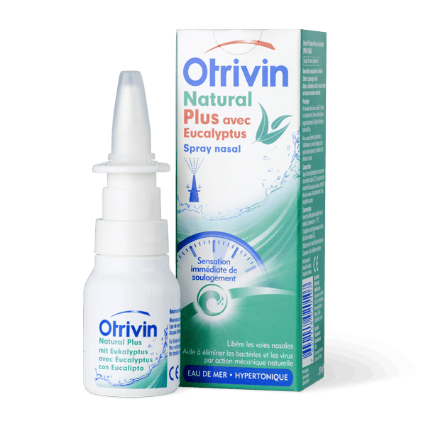 un flacon du produit Otrivin Natural Plus avec eucalyptus