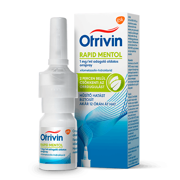egy doboz Otrivin Rapid Menthol 1 mg/ml adagoló oldatos orrspray