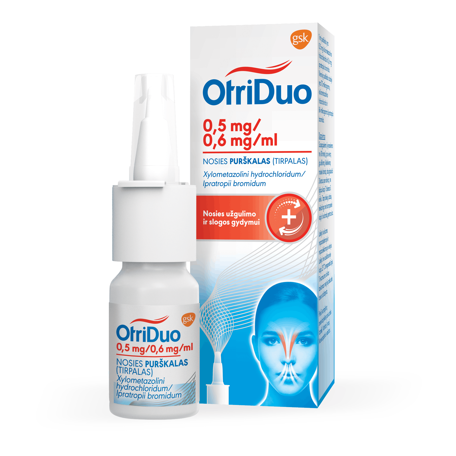 OtriDuo 0,5 mg/0,6 mg/ml nosies purškalas, tirpalas
