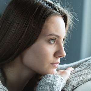 Woman on the sofa gazing