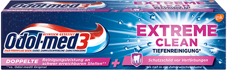 Odol-med3 Extreme Clean Tiefenreinigung Zahnpasta. Odol-med3 Extreme Clean Tiefenreinigung Zahnpasta.