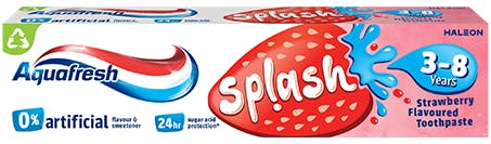 Aquafresh Splash toothpaste colorful packaging.