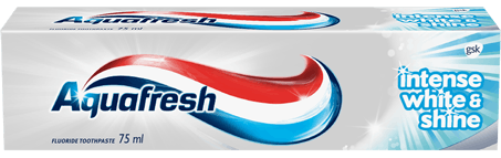 Aquafresh White & Shine toothpaste grey packaging with light blue accent.