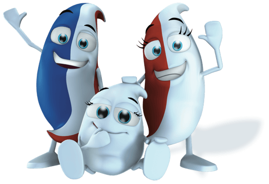 Mini pastas con los colores de Aquafresh saludando