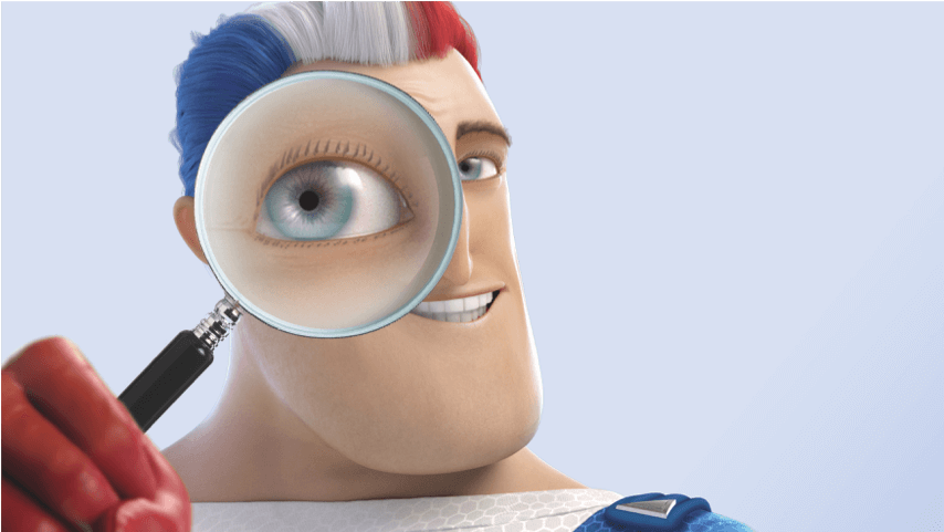 Captain Aquafresh inspecting something with a magnifying glass. Captain Aquafresh inspecting something with a magnifying glass.