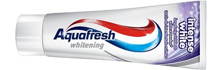 Aquafresh Intense White toothpaste grey packaging with purple accent.