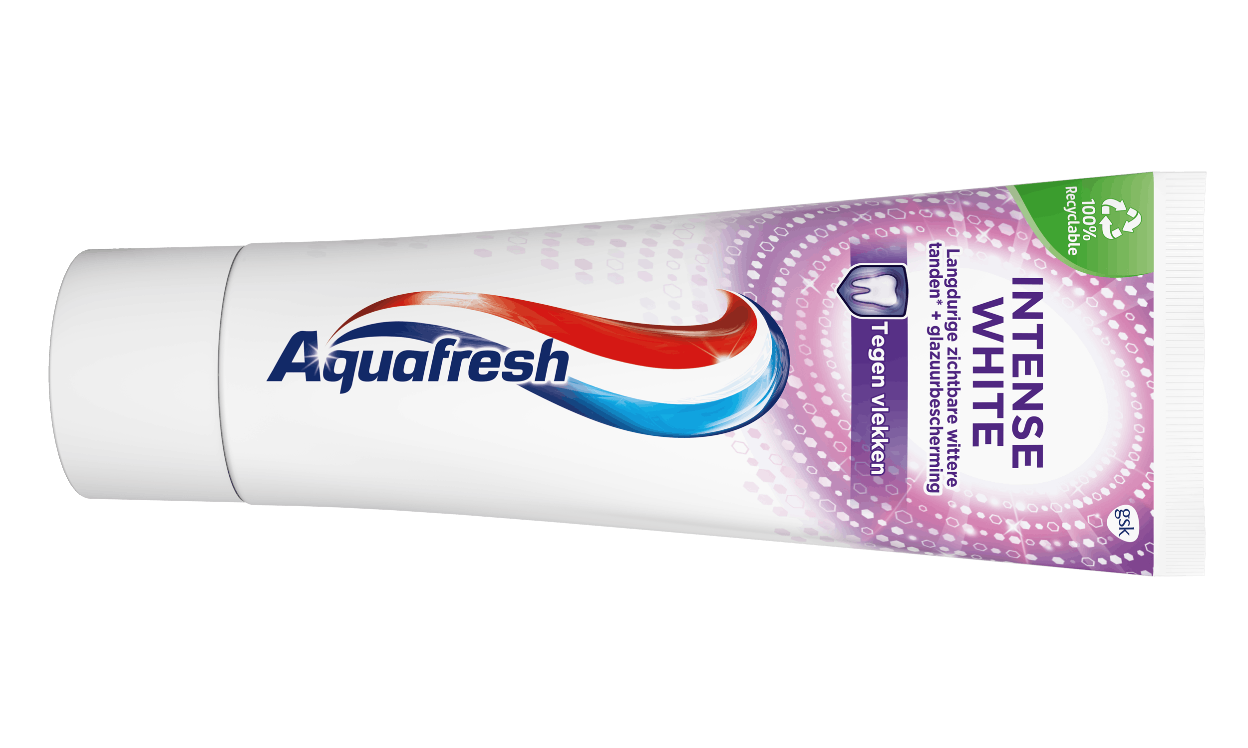 Aquafresh Intense White toothpaste grey packaging with purple accent.