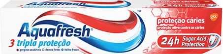 Aquafresh Triple Protection toothpaste red, white and blue packaging.