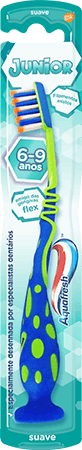 Aquafresh Big Teeth toothbrush with a playful blue/green design and mint green packaging.