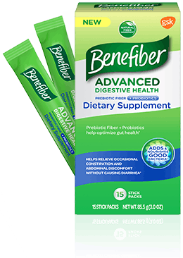 Benefiber Advanced Digestive Health Prebiotic Fiber + Probiotics box and packets Benefiber Advanced Digestive Health Prebiotic Fiber + Probiotics box and packets