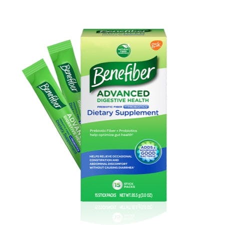 Benefiber Advanced Digestive Health Probiotic Fiber + Probiotics box and packets Benefiber Advanced Digestive Health Probiotic Fiber + Probiotics box and packets
