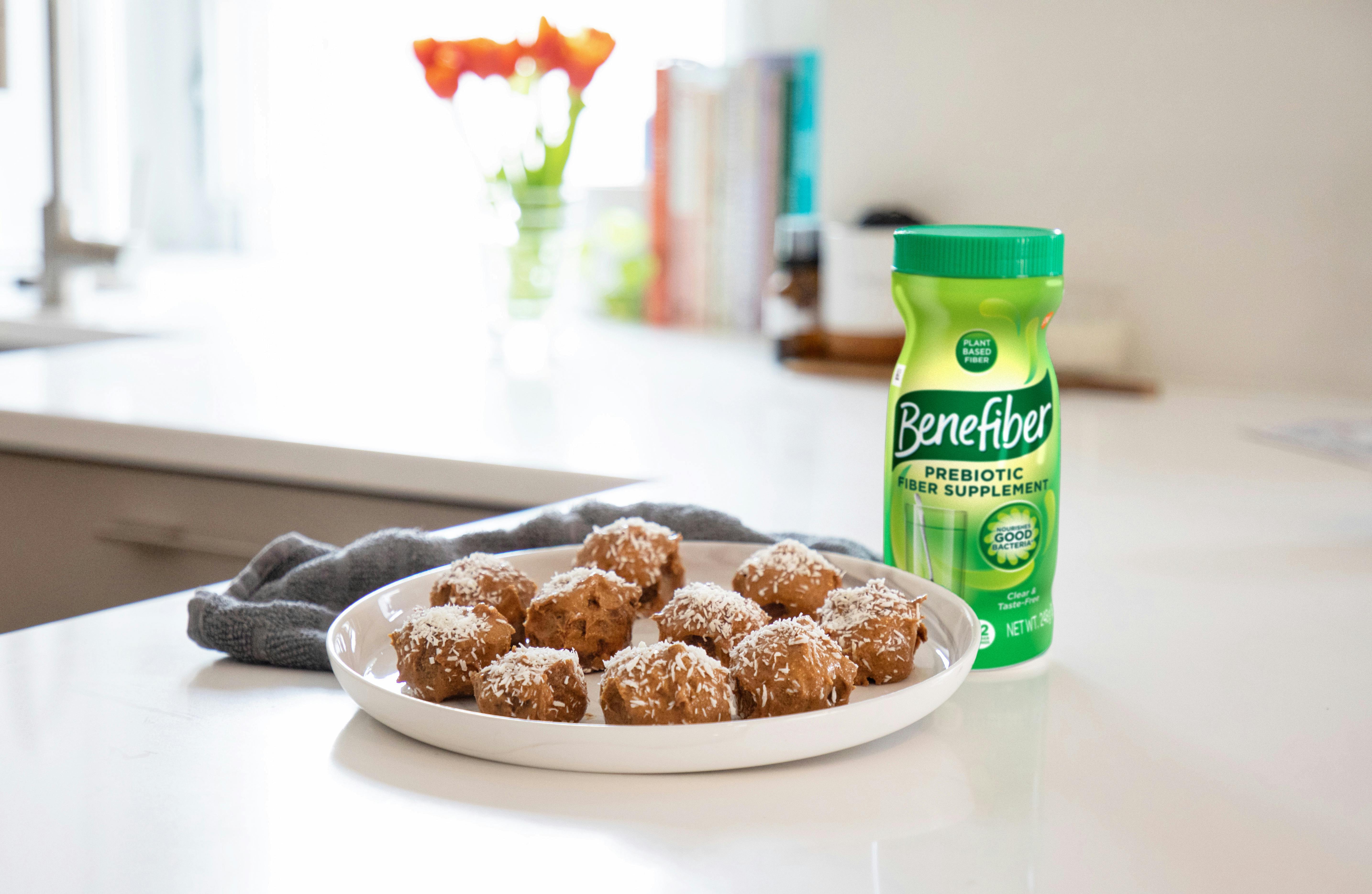 Try these tasty Energy Boosting Almond Butter Chocolate Balls Made with Benefiber!