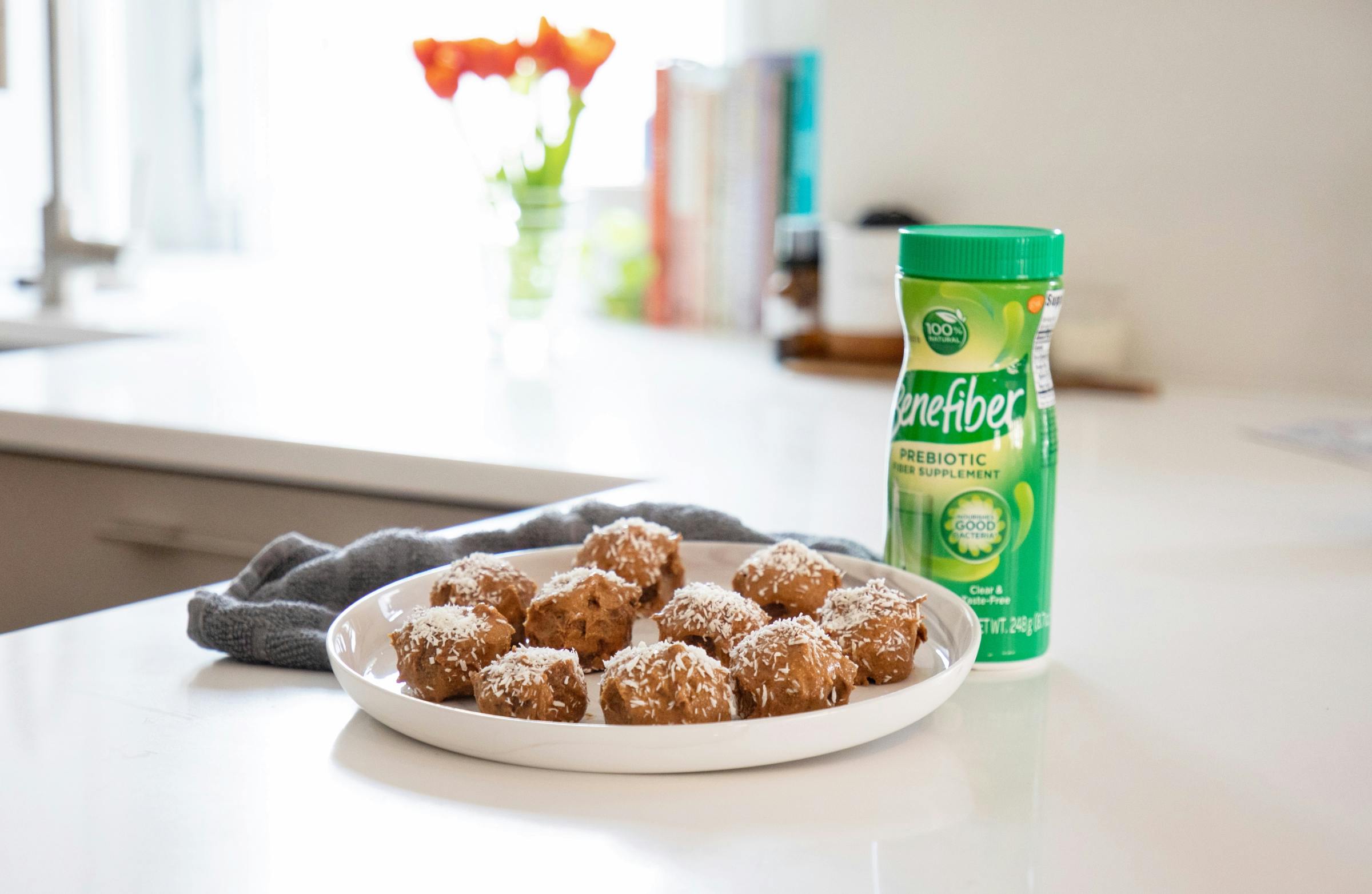 Try these tasty Energy Boosting Almond Butter Chocolate Balls Made with Benefiber!