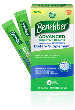 Benefiber Advanced Digestive Health Prebiotic Fiber + Probiotics box and packets Benefiber Advanced Digestive Health Prebiotic Fiber + Probiotics box and packets