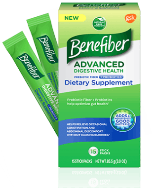 Benefiber Advanced Digestive Health Prebiotic Fiber + Probiotics box and packets Benefiber Advanced Digestive Health Prebiotic Fiber + Probiotics box and packets