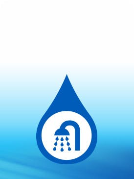 showerhead icon with blue background