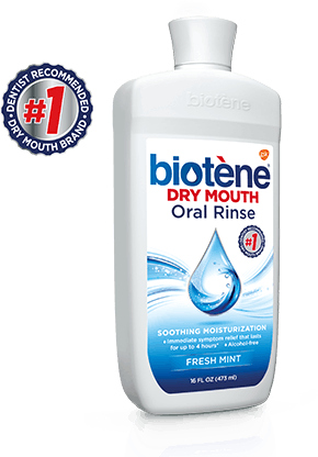 bottle of Biotène dry mouth mouth rinse