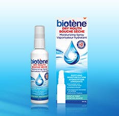Boîte de vaporisateur hydratant Biotène pour la bouche sèche