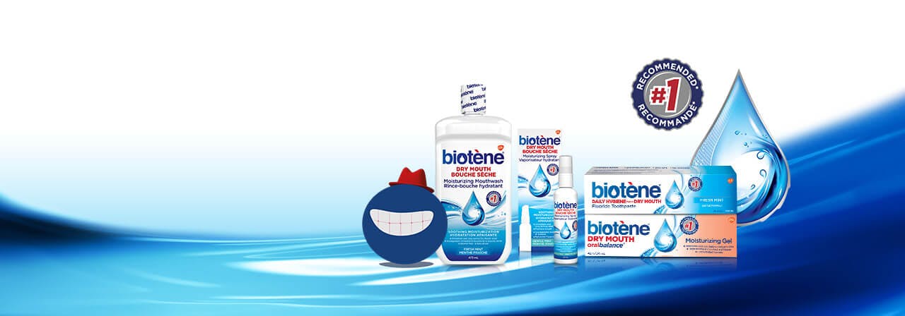 Variety of Biotène products | Number 1 Pharmacist recommended brand for a dry mouth