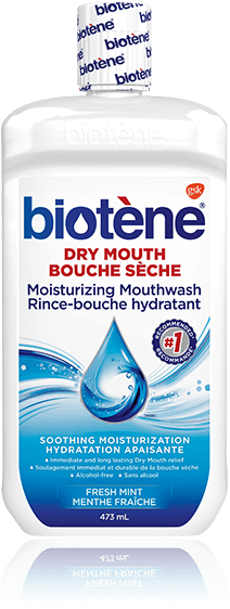 A bottle of Biotène Dry Mouth Moisturizing Mouthwash