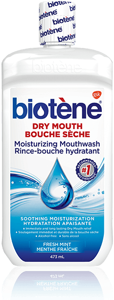 Bouteille de rince-bouche hydratant Biotène pour la bouche sèche Bouteille de rince-bouche hydratant Biotène pour la bouche sèche