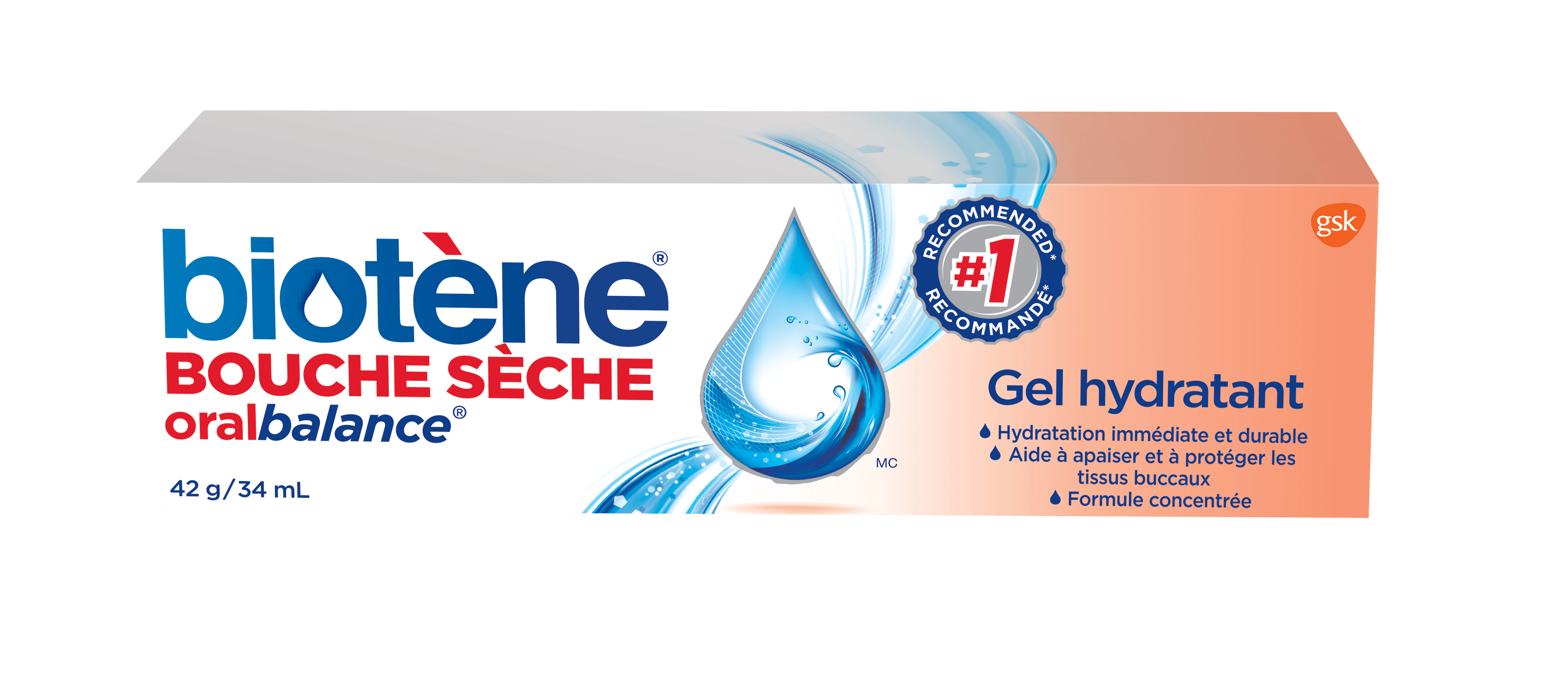 Boîte de gel hydratant Biotène OralBalance pour la bouche sèche