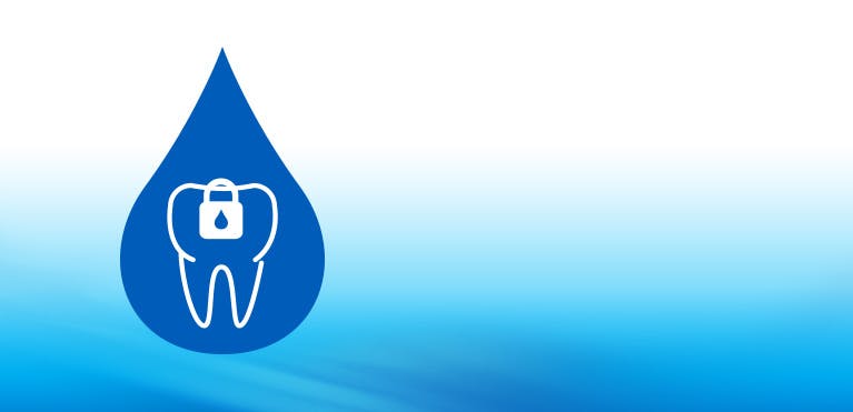 Protecting teeth icon with blue background