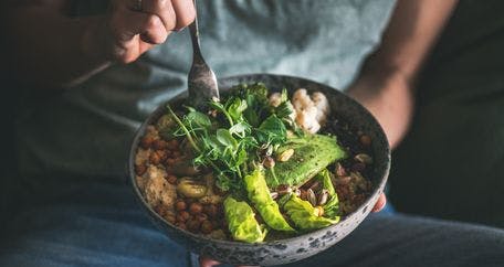 Close up image of a bowl of salad