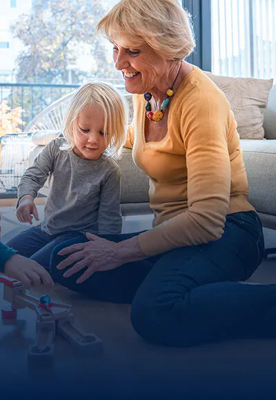 Grandmother playing with grandchildren 