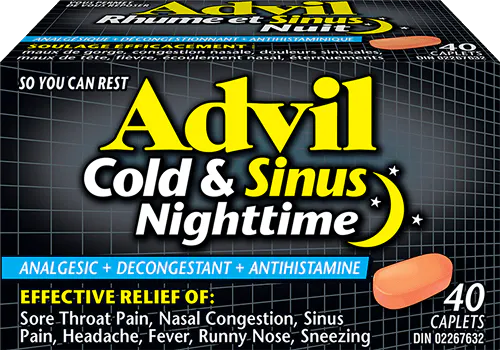 Advil Cold & Sinus Nighttime in 40 Caplets