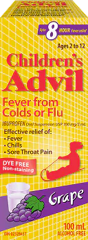 Children’s Advil Fever from Colds or Flu with Grape Flavour in 100mL