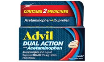 Advil Dual Action Caplets, Ibuprofen with Acetaminophen, 18 Pain Relief Capsule-Shaped Tablets 