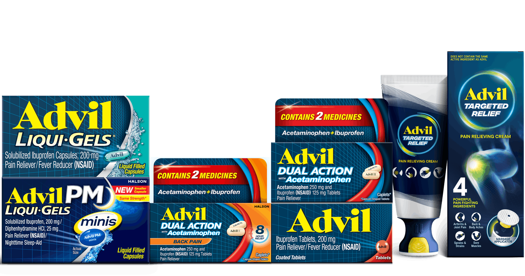 Advil pain product packages
