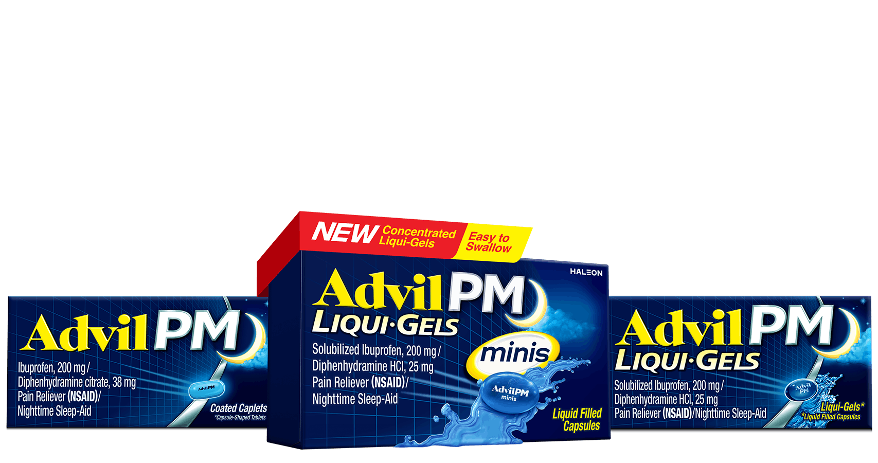 Advil pain product packages