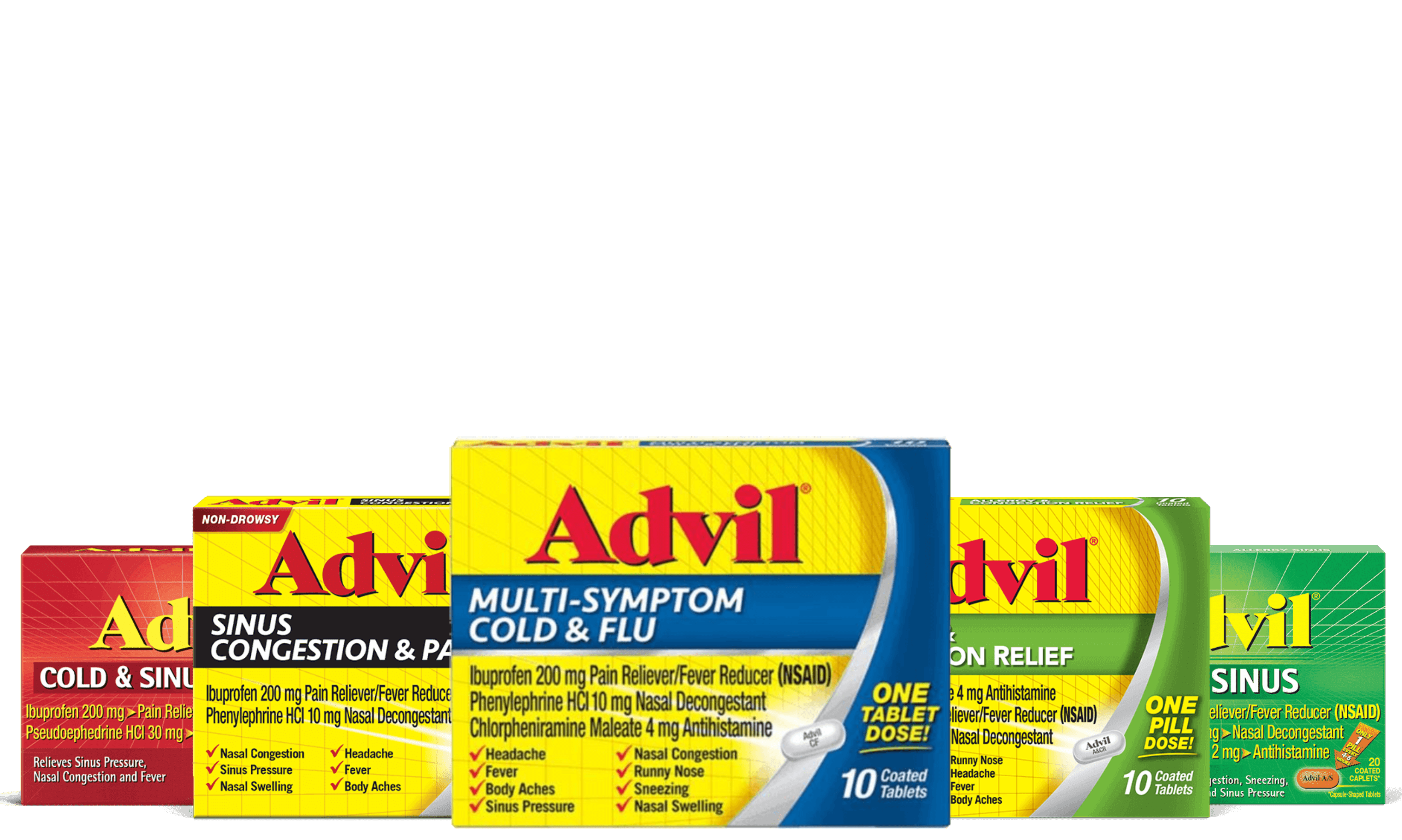 AdvilCold, Sinus, or Flu product packages