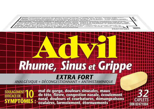 Advil Rhume, Sinus et Grippe Extra Fort, 32 caplets