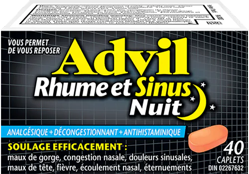 Advil Rhume et Sinus Nuit, 40 caplets