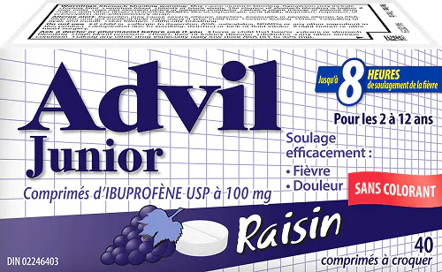 Advil Junior à saveur de raisin, 40 comprimés à croquer