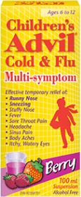 Children's Advil Cold & Flu Multi-symptom Suspension package design