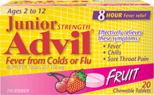 Junior Strength Advil Fever from Colds or Flu Chewables package design