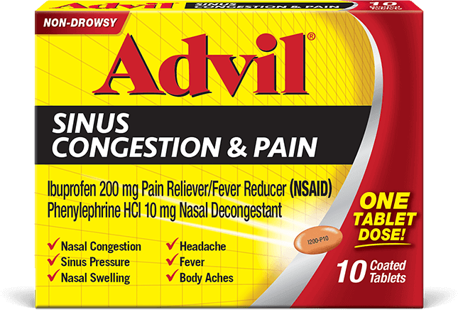 Advil sinus congestion and pain