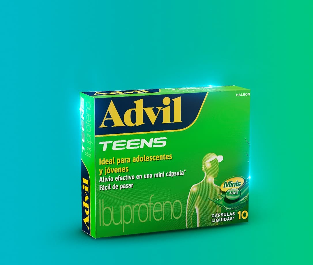 Caja de Advil Teens: minicápsulas con la dosis ideal de ibuprofeno para adolescentes