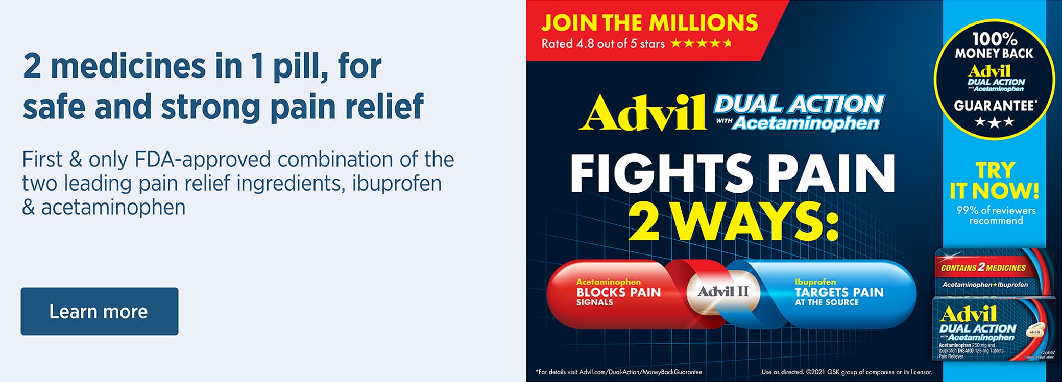 learn more advil dual action pain relief medicine