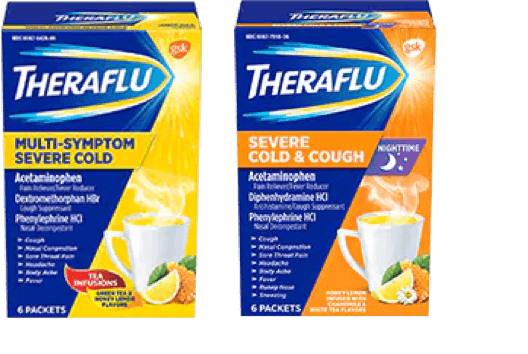 Theraflu gives you fast, powerful relief from cold & flu symptoms in a warm, soothing liquid. Or, choose caplets or syrup