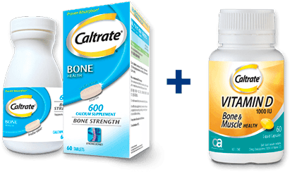 Caltrate Bone Health plus Caltrate Vitamin D 1000IU to optimise Calcium absorption
