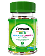 Centrum Multi Vitamin Gummies Packung auf weißem Hintergrund